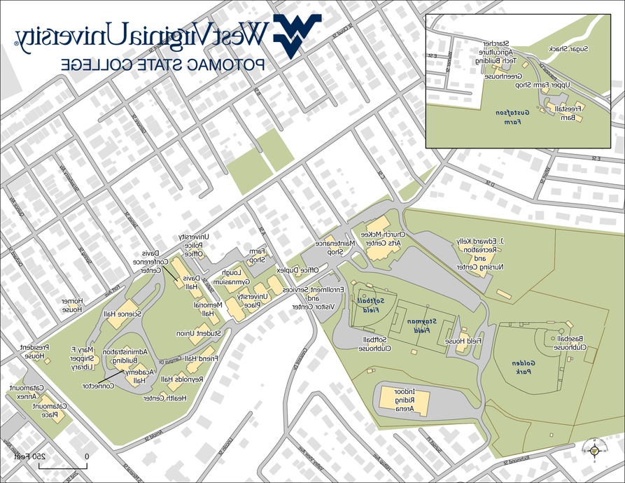 A map of the Potomac State College campus